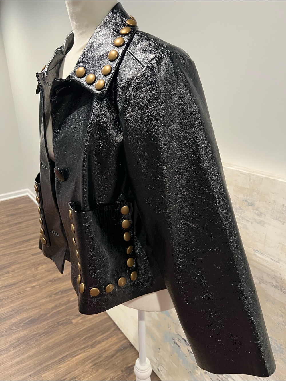 Cynthia Rowley Black Jacket with Gold Studs; size medium - Picture 3 of 8